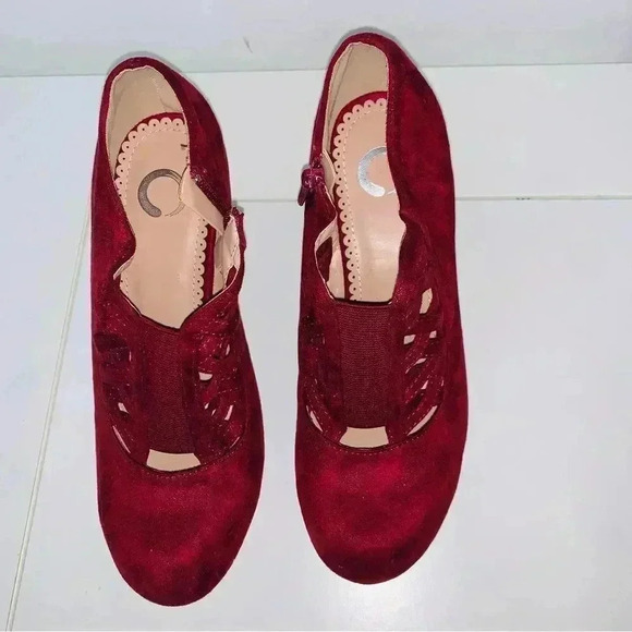 Women's  Retro Cutout Ankle Boots Slip On Pumps Red open front style size  7.5. - Picture 6 of 8